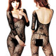kilofly Sexy Sheer Open Crotch Bodystocking, Black, Butterfly, with G-string
