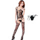 kilofly Garter Sheer Open Crotch Bodystocking, Sexy Lady, Black, with G-string