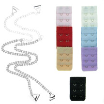 kilofly Double Rhinestone Bra Straps [Set of 1 Pair + 7 Bra Back Extender]