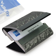 kilofly Business Card Holder - 2 Storage Slot Compartments - Tanner, PU Leather