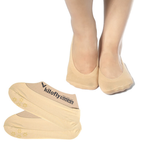 kilofly Non-Skid Silicone Patch No Show Cotton Liner Socks Value Pack, 2 Paris