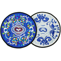 kilofly Vintage Ethnic Floral Design Placemat Value Pack, 2 pc Set, 7.7 inches