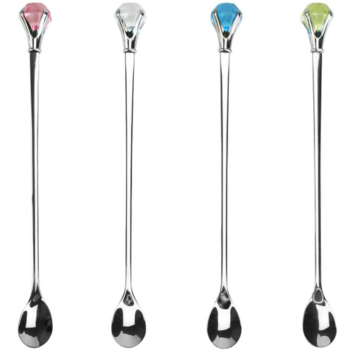 kilofly Rhinestone Party Stir Bar Spoon Value Pack, Set of 4