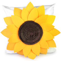 kilofly Home Decor Throw Pillow Cover, 18" x 18", 3D Sunflower