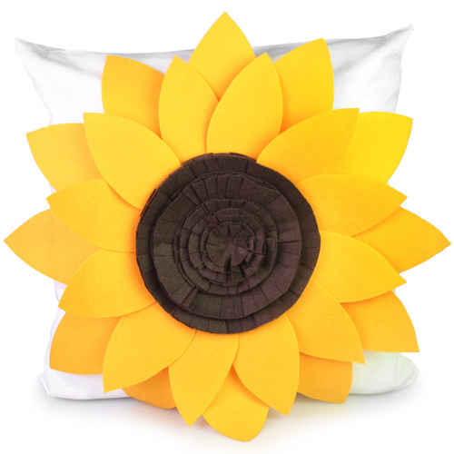 kilofly Home Decor Throw Pillow Cover, 18" x 18", 3D Sunflower