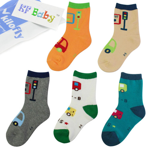 KF Baby Boy Cozy Soft Thick Socks Value Pack, 5 pairs, Toddlers to Little Boys