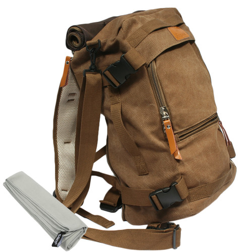 kilofly Outdoor Canvas Trekking Rucksack Backpack + Quick Dry Towel Value Combo