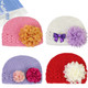 KF Baby Super Soft Crochet Beanie Hat with Assorted Flower Clip, 4 Hats + 6 Flower Clips