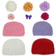 KF Baby Super Soft Crochet Beanie Hat with Assorted Flower Clip, 4 Hats + 6 Flower Clips