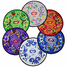 kilofly Vintage Ethnic Floral Design Placemat Value Pack, 6 pc Set, 7.7 inches