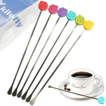 kilofly Rose Party Drink Stir Bar Swizzle Stick Value Pack [Set of 6]