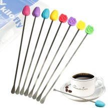 kilofly Party Drink Stir Bar Swizzle Stick Value Pack [Set of 8], Rose & Tulip