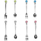 kilofly Rhinestone Dessert Pastry Fork & Tea Spoon Value Pack, 4 Sets