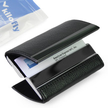 kilofly Business Card Holder - 2 Storage Slot Compartments - Conner, PU Leather
