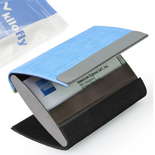 kilofly Business Card Holder - 2 Storage Slot Compartments - Javier, PU Leather