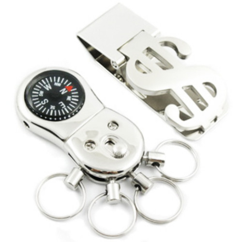 kilofly Keychain & Money Clip Set - with Compass Detachable Ring Keychain - Route 66