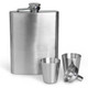 kilofly Stainless Steel 8 oz Flask + Funnel + 2 Shot Glasses Set, with Gift Box