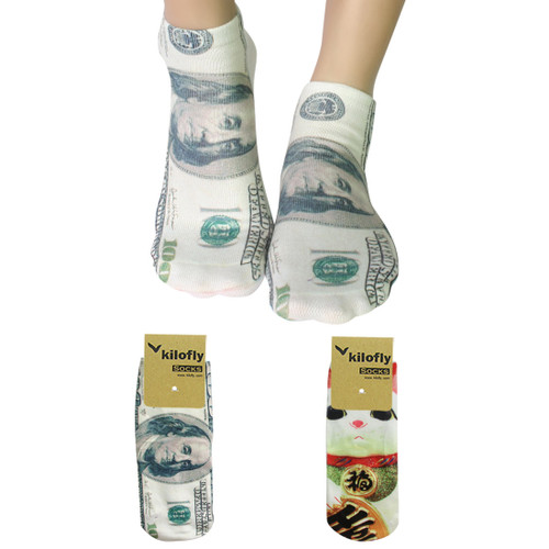 kilofly Funny Novelty Photo Socks Value Pack [Set of 2], Be a Millionaire