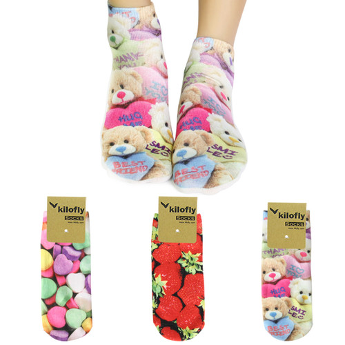 kilofly Funny Novelty Photo Socks Value Pack [Set of 3 Pairs], Candy House