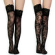 kilofly Black Fishnet Patterned Stockings Stay Up Lace Top Value Pack, Set of 2