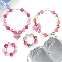 kilofly Princess Party Favor Jewelry Value Pack, Necklace & Bracelet, 2 Sets