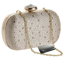 kilofly Women Clutch Handbag Purse Hard Case, Rhinestone Crystal + Money Clip