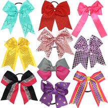 kilofly Large Ribbon Elastic Boutique Hair Bow Ties, 5" - 8" Assorted, Set of 10