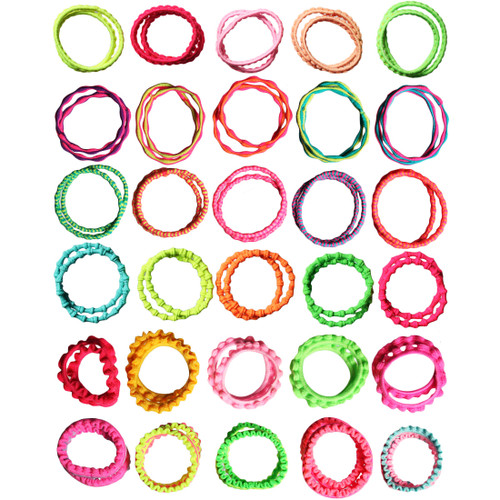 kilofly Girls Elastic Hair Ties Ponytail Holders Bands Value Pack, Set of 60