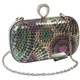 Missy K Rhinestone Ring Hard Case Sequin Evening Party Clutch Purse + Money Clip
