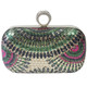 Missy K Rhinestone Ring Hard Case Sequin Evening Party Clutch Purse + Money Clip
