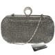 kilofly One Ring Clutch Handbag Purse Hard Case, Rhinestone Crystal + Money Clip