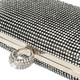 kilofly One Ring Clutch Handbag Purse Hard Case, Rhinestone Crystal + Money Clip