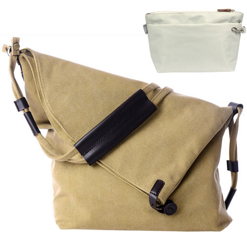 kilofly Large Casual Canvas Crossbody Shoulder Bag + Handy Pouch Value Combo