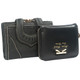 kilofly Women Trifold ID Windows Leather Wallet + Zipper Coin Purse Value Set