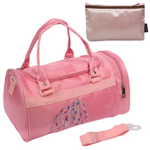 kilofly Ballerina Ballet Slippers Dance Bag with Side Compartment + Handy Pouch