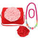 kilofyl Little Girl Shoulder Bag + Big Rose Hair Clip + Necklace + Bracelet Set