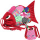 kilofly Colorful Fish Drawstring Crossbody Bag + Owl Coin Purse Pouch Set, Large