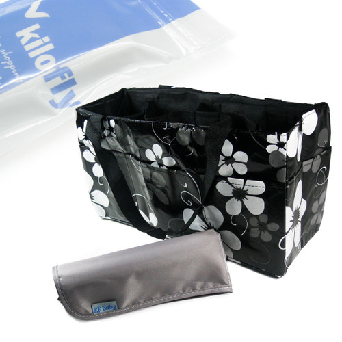 KF Baby Diaper Bag Insert Organizer, Black + Diaper Changing Pad Value Combo
