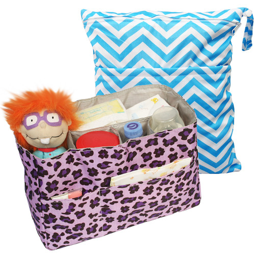 KF Baby Diaper Bag Insert Organizer (12 x 4.8 x 8") + Wet Dry Bag Value Combo