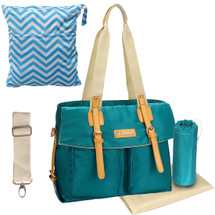 KF Baby Diaper Bag Value Set +  Wet Dry Bag, Changing Pad, Bottle Holder