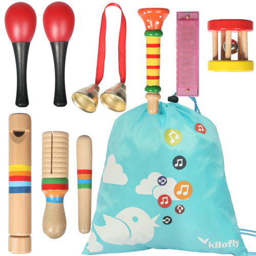 kilofly Kids Mini Band Musical Instruments Rhythm Toys Value Pack [Set of 8]