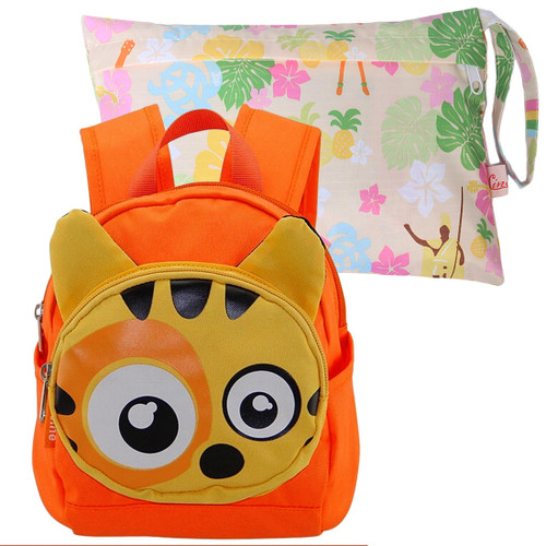 KF Baby Safety Harness Leash Toddler Backpack + Wet Dry Travel Bag, Set of 2