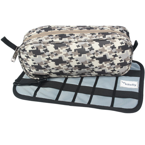kilofly Cable Organizer Travel Pouch + Roll Up Folding Carry Case, Set of 2