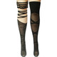 kilofly Thigh High Hold Ups Sheer Stockings Combo [2 Pairs Set] Stripes & Lace