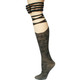 kilofly Thigh High Hold Ups Sheer Stockings Combo [2 Pairs Set] Stripes & Lace