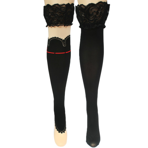 kilofly Thigh High Silicone Band Anti-Slip Hold Ups Stockings [2 Pairs Set]