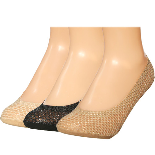 kilofly Invisible Silicone Heel Grip Low Cut No Show Liner Socks, Set of 3 Pairs