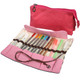 kilofly Canvas Multi Compartments Pencil Bag + Roll Up Pen Organizer Case