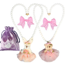 kilofly Princess Party Favor Jewelry Value Pack, 2 Necklaces & 2 Hair Clips Set