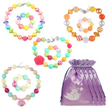 kilofly Princess Party Favor Jewelry Value Pack, Necklace & Bracelet, 4 Sets